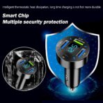 4 Ports USB Car Charger USB Adapter with Voltmeter,Type C Port PD 3.1/QC 3.0 Super Fast Charging Car Cigarette Lighter Plug for iPhone 14 13 12,S22 S21 S20,iPad Pro& More Mobil Phone (Black) - Image 5