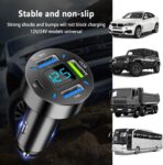 4 Ports USB Car Charger USB Adapter with Voltmeter,Type C Port PD 3.1/QC 3.0 Super Fast Charging Car Cigarette Lighter Plug for iPhone 14 13 12,S22 S21 S20,iPad Pro& More Mobil Phone (Black) - Image 6
