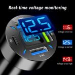 4 Ports USB Car Charger USB Adapter with Voltmeter,Type C Port PD 3.1/QC 3.0 Super Fast Charging Car Cigarette Lighter Plug for iPhone 14 13 12,S22 S21 S20,iPad Pro& More Mobil Phone (Black) - Image 7