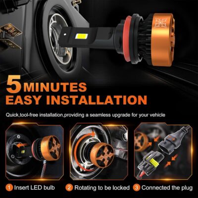 HIKARI WINGS H13/9008 LED Foglight, 50000LM Pure White 6000K LED Bulbs, Plug & Play IP68 Waterproof Pack of 2 - Image 5