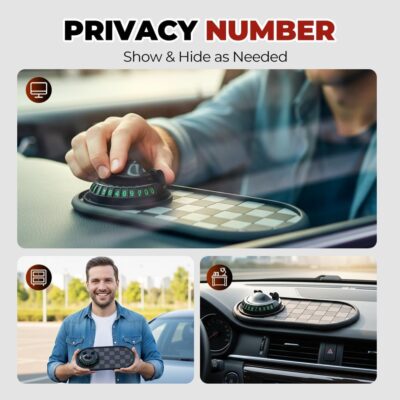 Multifunction Car Anti-Slip Mat, Car Dashboard Mat 360° Rotating, Adjustable Phone Holder with Hidden Parking Number Plate for Phone, Sunglasses and Keys (Style D) - Image 5