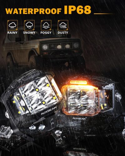 Auxbeam 4 Inch LED Pod Light, 92W V-MAX Series Square Offroad Driving with Amber DRL, 270° Spot Flood Combo Beam Side Shooter Cube Work Auxiliary Lights with Yellow Cover for Truck SUV ATV UTV - Image 6