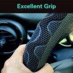 PINCTROT Steering Wheel Cover Great Grip with 3D Honeycomb Anti-Slip Design, Universal 14.5-15 Inch (Black/Red Stitch) - Image 4