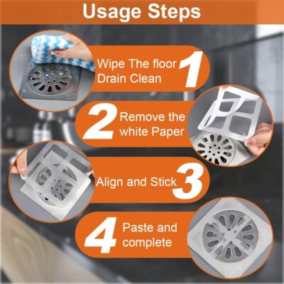 Disposable Hair Drain Stickers, New Upgrade Disposable Floor & Shower Drain Hair Catcher, Bathroom Shower Drain Protector with Mesh Cover & Square Screen (30) - Image 6