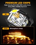 Auxbeam 4 Inch LED Pod Light, 92W V-MAX Series Square Offroad Driving with Amber DRL, 270° Spot Flood Combo Beam Side Shooter Cube Work Auxiliary Lights with Yellow Cover for Truck SUV ATV UTV - Image 2