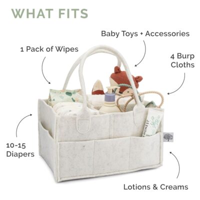 Parker Baby Diaper Caddy - Nursery Storage Bin and Car Organizer for Diapers and Baby Wipes - White, Large - Image 8