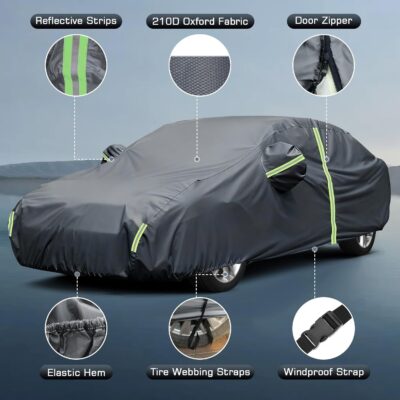 Car Covers for 2013-2025 Lexus is IS200t IS250 IS250C IS300 IS300F IS350 IS350F IS500 ISF Sport, All Weather Full Cover with Zipper Door for Sun UV Rain Dust Wind Protection Scratch Resistant - Image 2