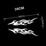 2-Piece Set 30cm Car Flame Stickers Suitable for Cars, Helmets, Motorcycles, Bicycles, Skateboards, Racing Stripes, Waterproof Decorative Stickers (White) - Image 2