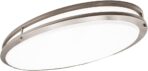 Maxxima 32" Oval Satin Nickel LED Ceiling Mount Light Fixture, 5500 Lumens, 3 CCT Color Selectable 3000K/4000K/5000K, Dimmable Flush Mount Indoor Light, Perfect for Kitchen or Bedroom Lighting
