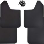 Universal Mud Flaps 4-Piece Set for Trucks/SUVs - Black/Red, Pre-Mounted Screws, Mud Splash Protection, Off-Road Mud Guard with Adjustable Clamps | Heavy-Duty Weatherproof Design