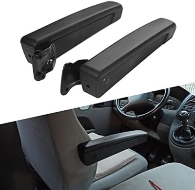 Van Arm Rest, Pair Car Adjustable Seat Armrest Shock PU Sponge Black Universal for Automobiles Trucks - Image 4