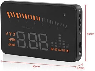 POCREATION Head Up Display, 3" OBDII HUD Speedometer with Alarm, Windshield Projector for Speed, RPM, Water Temperature, Plug and Play - Image 3