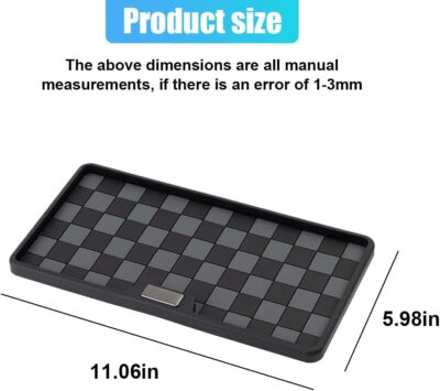 Car Dashboard Non-Slip Mat, PVC Grid Multifunctional Auto Storage Tray, Universal Vehicle Organizer Sticky Gripping Pad for Smartphone, GPS, Keys, Sunglasses, Number Plate (Black Grey) - Image 2