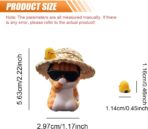 ZIMISI Cute Orange Cat Car Dashboard Decorations, Mini Animal Rear View Mirror Accessories with Kawaii Chicken, Cat Figurines Car Decorations, Cute Automotive Interior Accessories (Straw Hat) - Image 2