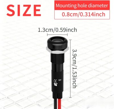 2Pcs 8MM 12V-24V LED Indicator Light with 180 Changeable Symbols, IP67 Waterproof, Pre-Wired Customizable Pilot Dash Directional Warning Lights for Car Truck Boat Marine RV Off-Road(Red) - Image 3