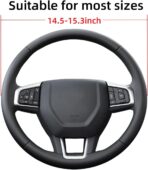 Leather Steering Wheel Cover for SS with a Rubber Inner Ring fit for 14-15 Inch Compatible with SS Camaro Malibu Cruze Impala (SS-R) - Image 3