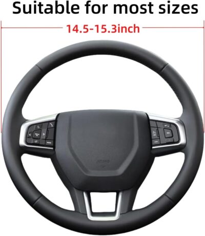 Leather Steering Wheel Cover for SS with a Rubber Inner Ring fit for 14-15 Inch Compatible with SS Camaro Malibu Cruze Impala (SS-R) - Image 3