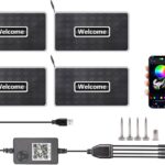 Car LED Lights for Floor Mats, Interior Car LED Strip Lights with App Control, Luminous Ambient Neon Lighting Kits, Universal Automotive Floor Mats (Rhombic - USB, 4)