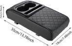 Center Console Cover for Car, Microfiber Leather Car Arm Rest Cover with 2 Cup Holders, Universal Car Accessories Interior, Black - Image 2