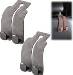 Car Seat Headrest Hooks for Purses and Bags, 2026 New Car Purse Hook Seat Back Hanger Storage Organizer, Leather Purse Hook for Car (Gray 2pcs)