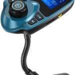 Nulaxy Bluetooth Car FM Transmitter Audio Adapter Receiver Wireless Handsfree Voltmeter Car Kit TF Card AUX 1.44 Display – KM18 Peacock Blue