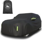 Car Cover Waterproof All Weather 10 Layers Full Car Cover Universal 210T Heavy Duty for Rain Sun UV Protection with Door Zipper and Air Vent. (Black PU Oxford Fabric, Fits SUVs up to 190")