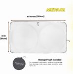 Windshield Sun Shade - Certified 99.87% UVB & 99.02% UVA Protection Car Sun Shade. Award Winning Sunshade for Car Windshield with Patented Technology. Size M 61"x32" Car Window Shades by Kinder Fluff - Image 2