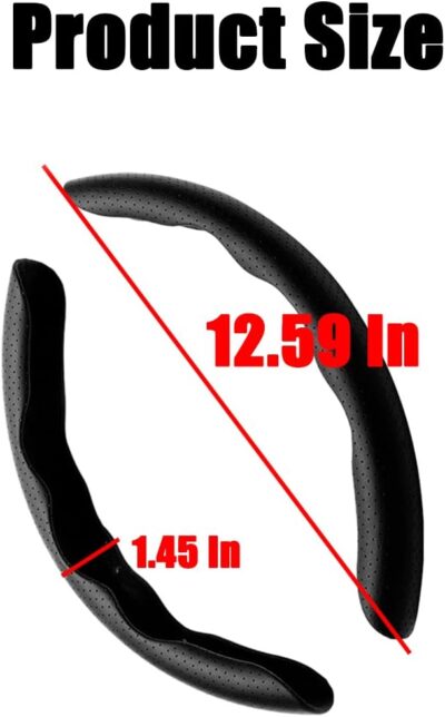 LoyaForba Car Steering Wheel Cover, Universal 15 Inch Leather Segmented Auto Steering Wheel Protector, Anti-Slip and Soft Breathable, Car Interior Accessories for Most Vehicle, SUV, Truck (Black) - Image 2