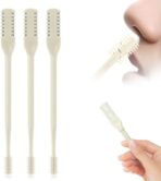 Nasal Hair Cutter for Women Men,2025 Upgraded Manual 360° Rotating Nostril Hair Removal Tool Double Sided Nose Hair Blade,Nose Hair Trimmer with Ear Picker for Travel Essentials (Beige, 3 packs)