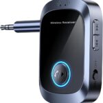 Bluetooth AUX Adapter for Car, Auxiliary Bluetooth Adapter for Car Music & Handsfree Call, 11H Battery Life Wireless Music Receiver for Home Stereo Volume Control, KAIY Wireless Receiver