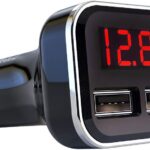 4.8A 24W Dual USB Car Charger Volt Meter Car Battery Monitor with LED Voltage & Amps Display in Red LED, Cigarette Lighter Voltage Meter, Compatible with iPhone 15 Pro Max Samsung Galaxy S24