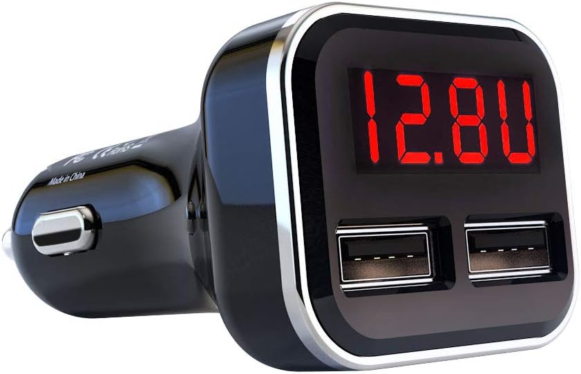 51AXt9ejSfL._AC_SL1000_.jpg 4.8A 24W Dual USB Car Charger Volt Meter Car Battery Monitor with LED Voltage & Amps Display in Red LED, Cigarette Lighter Voltage Meter, Compatible with iPhone 15 Pro Max Samsung Galaxy S24 - Image 1