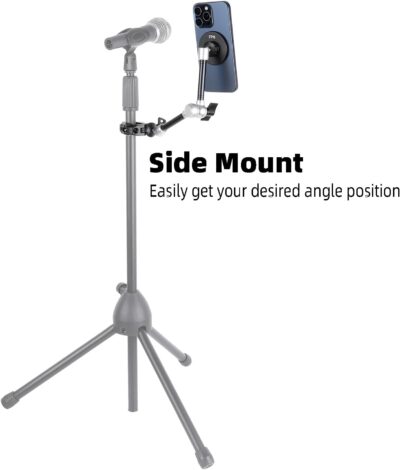 All-Metal Magnetic Phone Holder with Super Clamp&10″ Long Arm for Magsafe, Adjustable Rear View Mirror Phone Holder Mount for Car/Truck/Handlebar, Compatible with iPhone 16 15 14 13 12 Series - Image 2