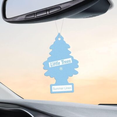 Little Trees Cardboard Hanging Car, Home & Office Air Freshener, Summer Linen (Pack of 12) - Image 4