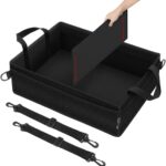 Under Seat Truck Organizer Storage Box with Removable Divider & 4 Storage Mesh Bag,Collapsible Trunk Organizer for Car, SUV, Truck, or Van(Full Size Trucks)
