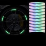 20Pcs Car Wheel Hub Reflective Sticker,Reflective PVC Wheel Eyebrow Stickers, Night Safety Warning, Anti-Scratch, Waterproof, Outdoor Use