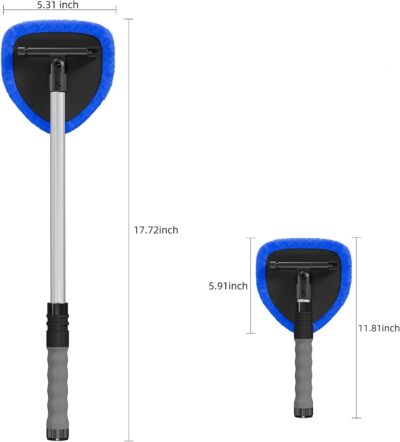 desin Windshield Cleaning Tool, Car Window Cleaner Windshield Cleaner with 4 Reusable and Washable Microfiber Pads and Extendable Handle Auto Inside Glass Wiper Kit - Image 2