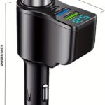 One to Four with USB+Type-c Multifunctional Car Charger with Digital Display Suitable, Black