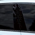 2pcs 3D Honeycomb Graphics Vinyl Car Stickers, Waterproof Sun Protection Scratch Cover B-Pillar Stickers, Personalized DIY Vehicle Door Pillar, Long-Lasting Decor Auto Accessory (Black)