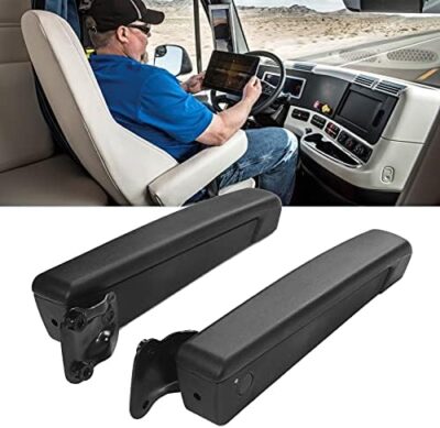 Van Arm Rest, Pair Car Adjustable Seat Armrest Shock PU Sponge Black Universal for Automobiles Trucks - Image 6