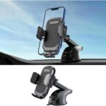 Car Phone Holder, Strong Suction Cup Vehicle Windshield Dashboard Air Vent Cellphone Mount, 360° Rotating Adjustable Smartphone Holder, Universal Automotive Accessories (Black)