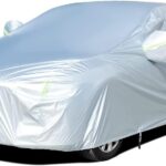 Tecoom Light Shell Waterproof UV-Proof Windproof Design Car Cover with Zipper Storage and Lock for All Weather Indoor Outdoor Fit 160-172 Inches Hatchback