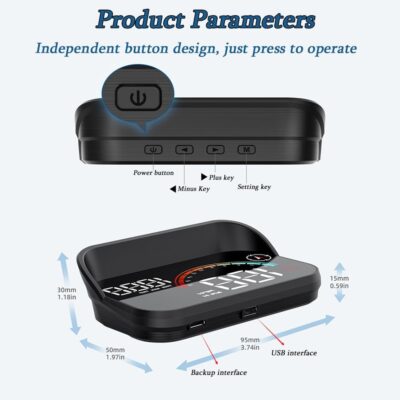 Car Heads up Display for Audi S3 S4 S6 S8 V8 Long RS 3 Fox 5000 Sedan, Digital HUD Speedometer with Real-Time Speed Display, USB Cable Plug and Play, Windshield Projector - Image 2