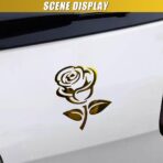 3D Rose Car Sticker Decal, Waterproof PVC Auto Bumper Stickers, 3.9'' × 3.1'' Cute Flower Car Window Decals, Vehicle Exterior Decoration Accessories for Wall, Mirror, Laptop (Gold) - Image 3