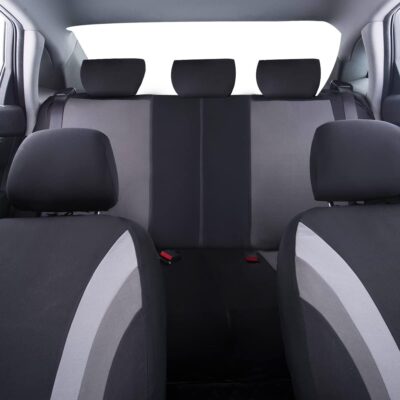 CAR PASS Line Rider Sporty Cloth 11PCS Universal Fit Car Seat Cover -100% Breathable with 5mm Composite Sponge Inside,Airbag Compatible,3zipper Bench(Full Set, Black and Gray) - Image 4