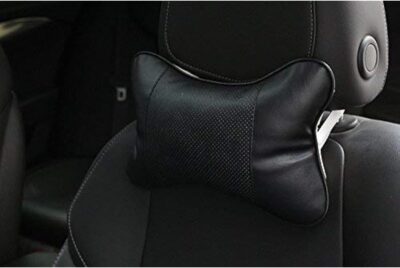 2PCS Leather Car Seat Pillow Breathable Car Head Neck Rest Cushion Headrest Auto Car Safety Pillow Neck Pillow (Black) - Image 3