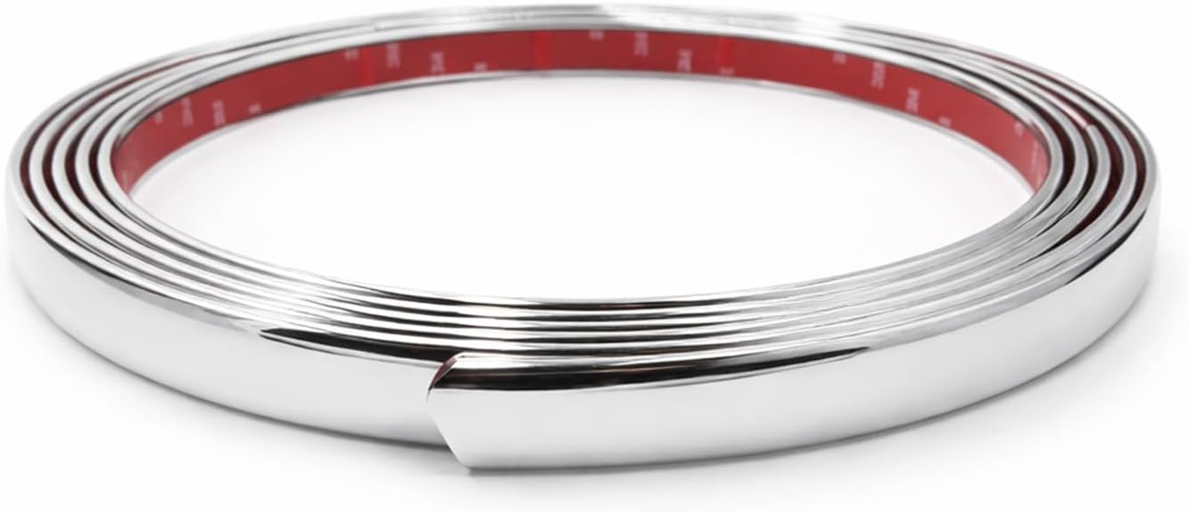 51KX7UnX3-L._AC_SL1440_.jpg Premium Universal Chrome Body Molding for All Vehicles - Easy Install, Finished Ends, Chrome Finish, 1" Wide, 2 x 7 ft Pieces, UV Protected, Long Lasting Flexible PVC - Image 1