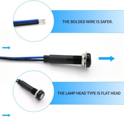 2Pcs 8MM 12V-24V LED Indicator Light with 180 Changeable Symbols, IP67 Waterproof, Pre-Wired Customizable Pilot Dash Directional Warning Lights for Car Truck Boat Marine RV Off-Road(Blue) - Image 7