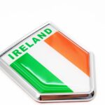Overdecor Ireland Flag Decal Stickers Car Emblem Irish Car Accessories Decorations Chrome Shield Flag Sticker Decals for Cars Truck Vehicles, 2 Pack