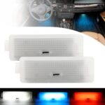 2PCS Led Courtesy Footwell Ambient Lights for B'MW 1 3 5 6 7 Series X1 X3 X5 X6 Z4 E82 E88 E90 E91 E92 F12 F13 E84 E83 F25 6500K White Red Blue Interior Atmosphere Lamp Under Dashboard Floor Light
